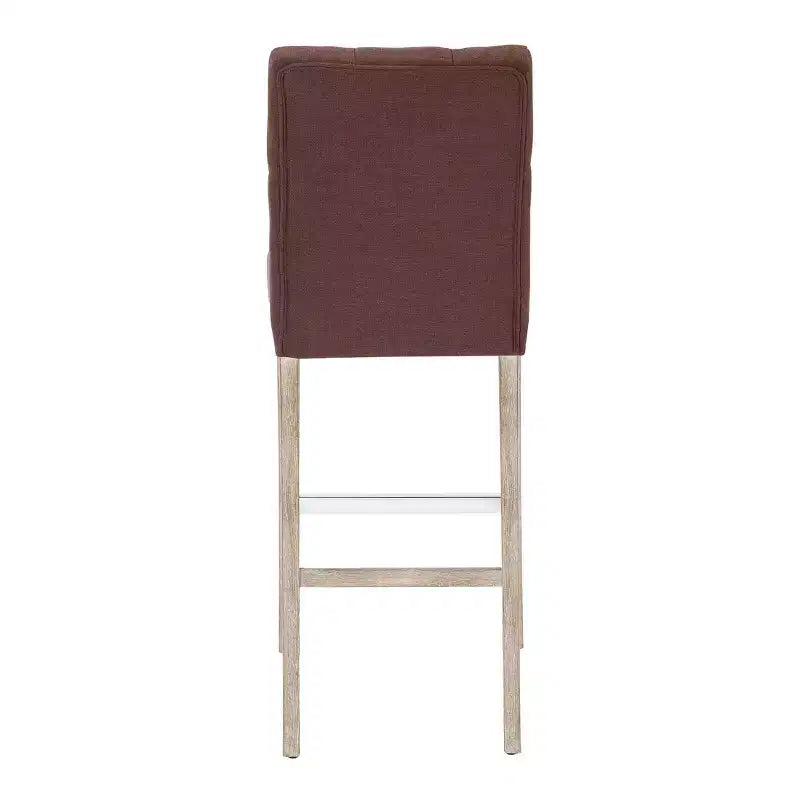 Tabouret de bar rembourré WestinTrends 29 en tissu de lin capitonné, marron