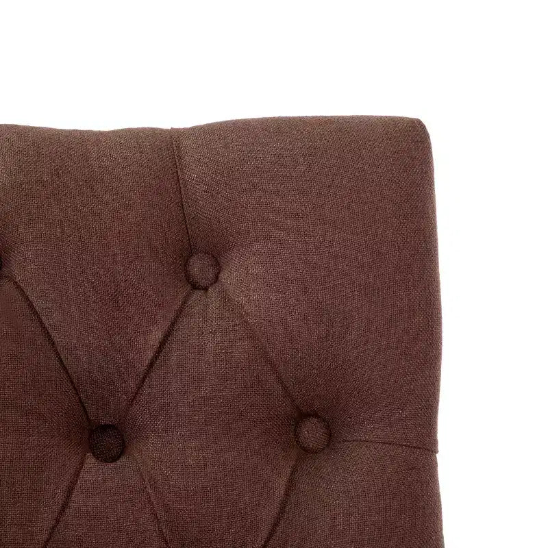 Tabouret de bar rembourré WestinTrends 29 en tissu de lin capitonné, marron