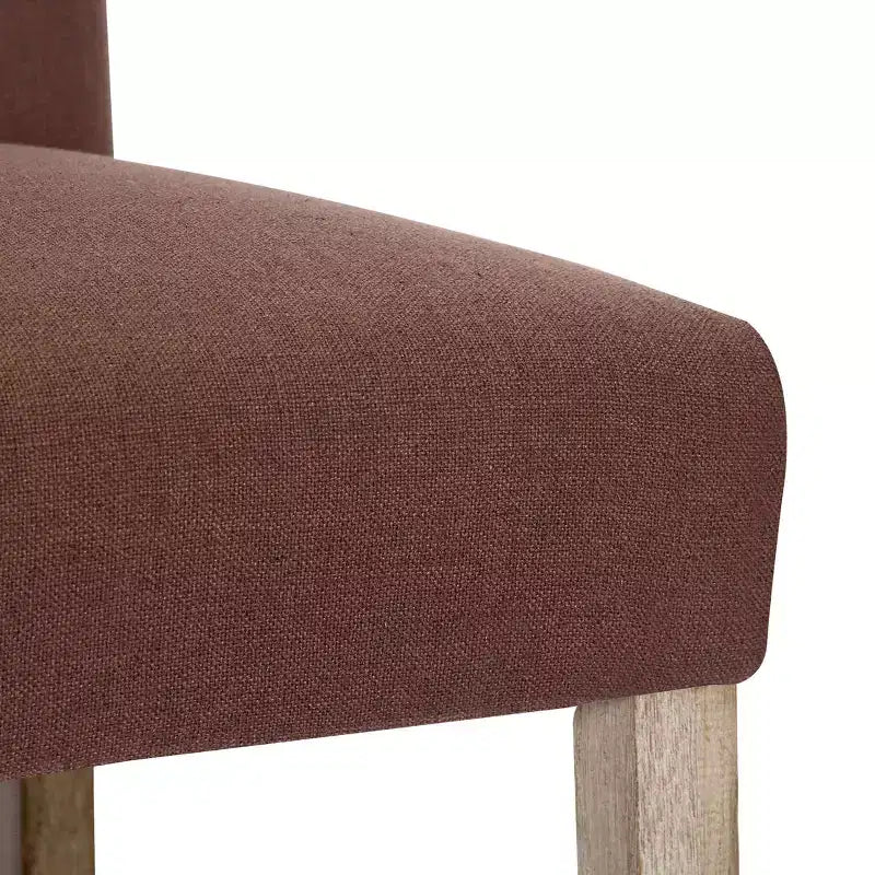 Tabouret de bar rembourré WestinTrends 29 en tissu de lin capitonné, marron