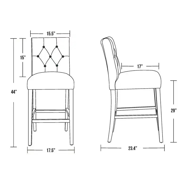 WestinTrends 29 po. Chaise de bar rembourrée en lin touffeté, thé