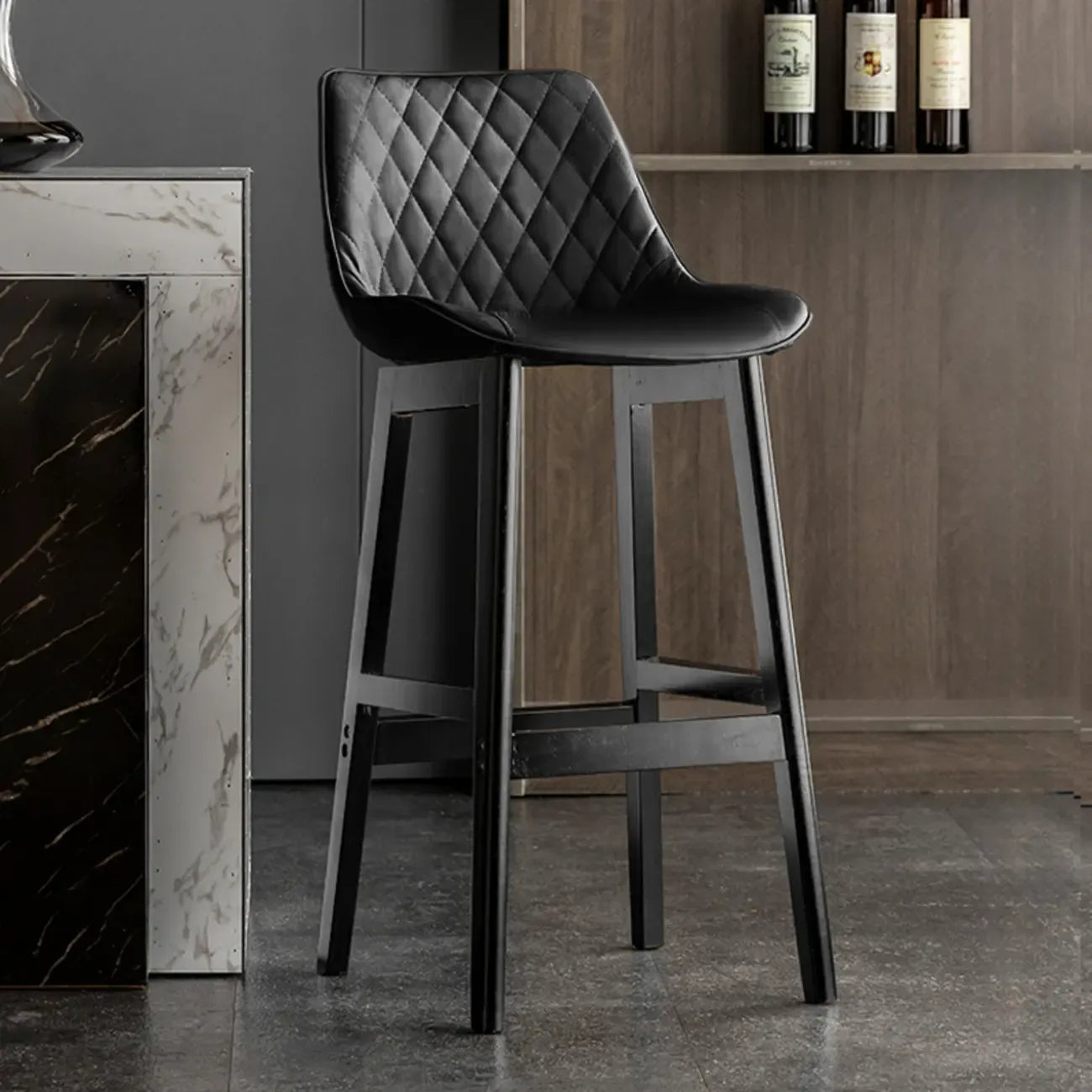 Tabourets de bar en similicuir Mid-Century Modern avec pieds en bois