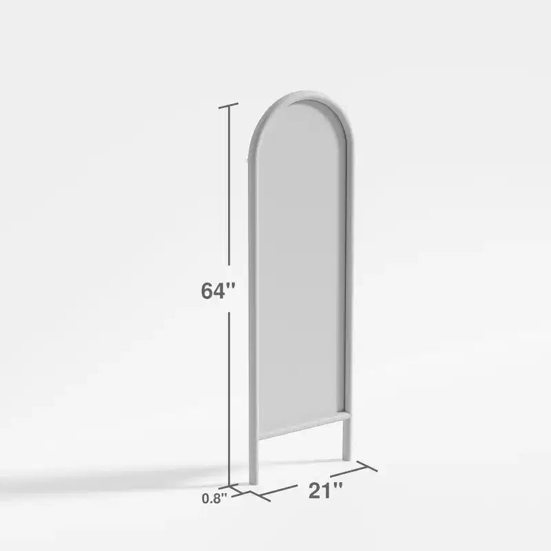 Miroir sur pied plein cadre Dovelina à cadre en bois, dessus arqué