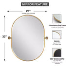 Miroir de vanité de salle de bain pivotant ovale à cadre métallique Dovelina