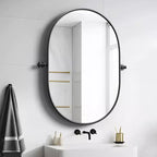 Miroir de vanité de salle de bain pivotant ovale à cadre métallique Dovelina