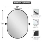 Miroir de vanité de salle de bain pivotant ovale à cadre métallique Dovelina