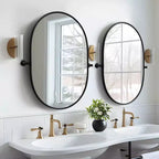 Miroir de vanité de salle de bain pivotant ovale à cadre métallique Dovelina