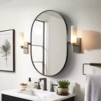 Miroir de vanité de salle de bain pivotant ovale à cadre métallique Dovelina