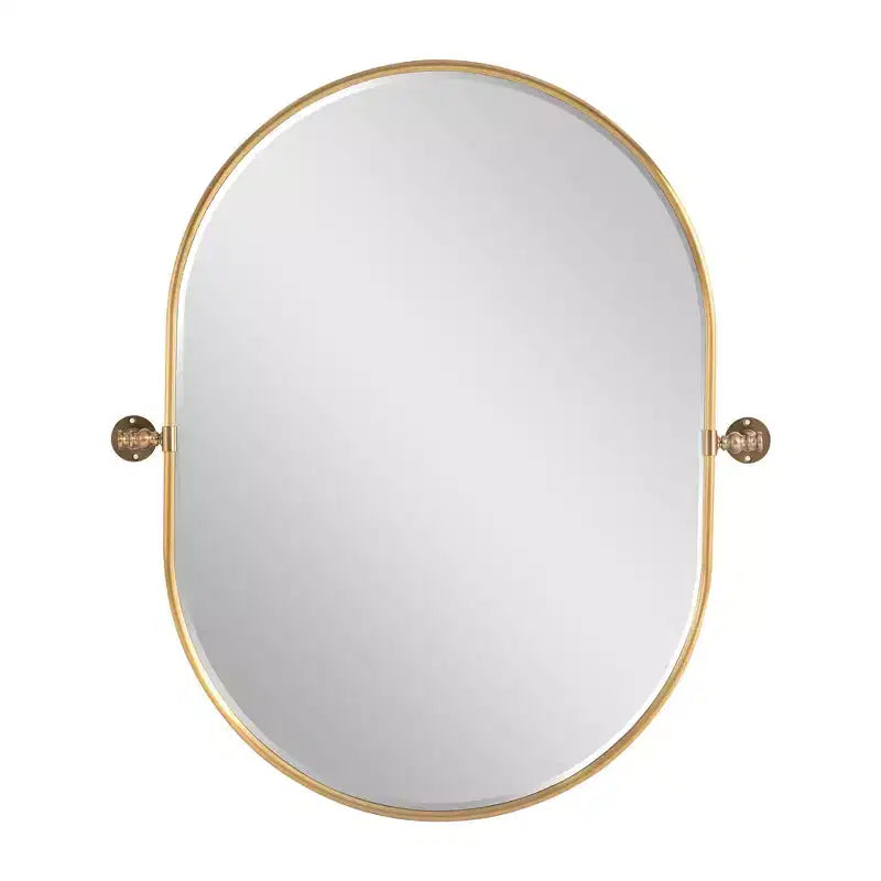 Miroir de vanité de salle de bain pivotant ovale à cadre métallique Dovelina