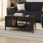 Table basse en métal Shadwick RealRooms avec accents en maille métallique perforée