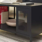 Table basse en métal Shadwick RealRooms avec accents en maille métallique perforée