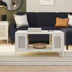 Table basse en métal Shadwick RealRooms avec accents en maille métallique perforée