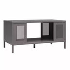 Table basse en métal Shadwick RealRooms avec accents en maille métallique perforée