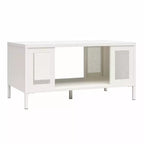 Table basse en métal Shadwick RealRooms avec accents en maille métallique perforée
