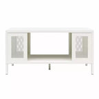 Table basse en métal Shadwick RealRooms avec accents en maille métallique perforée