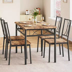 Garvee Dining Table Set of 4, Rectangular Dining Room Table Set with 4 Chairs for Small Space, 5 Piece Kitchen Table, Apartment, Retro Brown