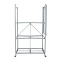 Origami R5 4 Tier Foldable Metal Storage Rack with Wheels, 1,000 Pound Capacity for Kitchen, Garage, or Garden Storage, Pewter, Certified Refurbished