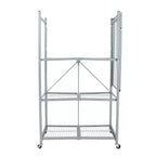 Origami R5 4 Tier Foldable Metal Storage Rack with Wheels, 1,000 Pound Capacity for Kitchen, Garage, or Garden Storage, Pewter, Certified Refurbished