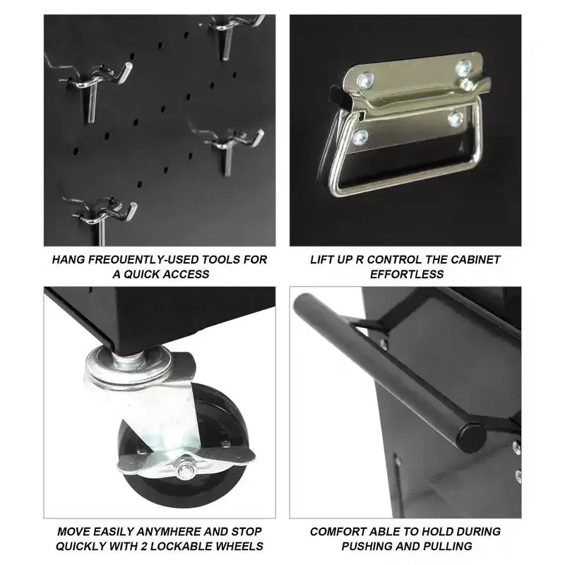 Servante à outils roulante 6 tiroirs avec roues, armoire de rangement à outils Meta avec boîte à outils supérieure détachable, chariot à outils sur roues pour atelier, entrepôt, garage