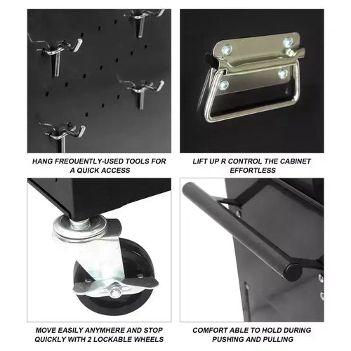 Servante à outils roulante 6 tiroirs avec roues, armoire de rangement à outils Meta avec boîte à outils supérieure détachable, chariot à outils sur roues pour atelier, entrepôt, garage