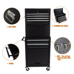 Servante à outils roulante 6 tiroirs avec roues, armoire de rangement à outils Meta avec boîte à outils supérieure détachable, chariot à outils sur roues pour atelier, entrepôt, garage