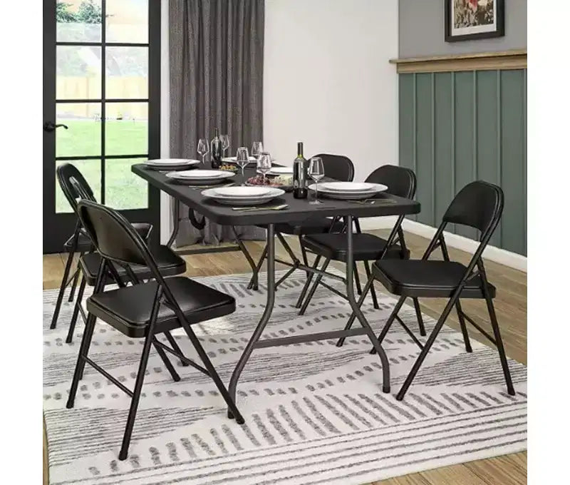 Lot de 6 chaises pliantes SUGIFT avec assise rembourrée, en métal noir avec cadre en acier, pour événements, bureau, mariage, fête - Capacité de 150 kg