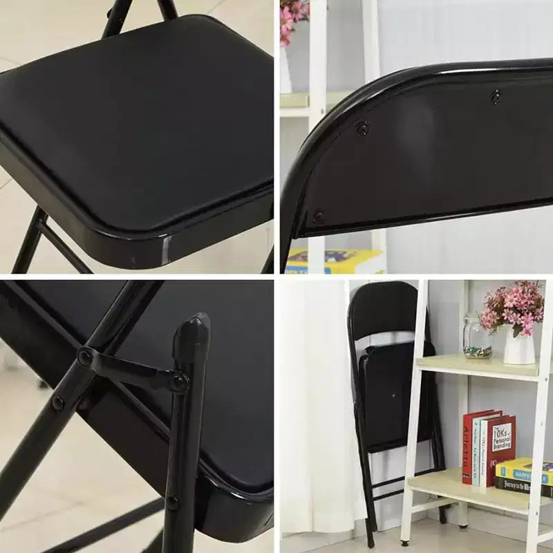 Lot de 6 chaises pliantes SUGIFT avec assise rembourrée, en métal noir avec cadre en acier, pour événements, bureau, mariage, fête - Capacité de 150 kg
