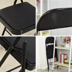 Lot de 6 chaises pliantes SUGIFT avec assise rembourrée, en métal noir avec cadre en acier, pour événements, bureau, mariage, fête - Capacité de 150 kg