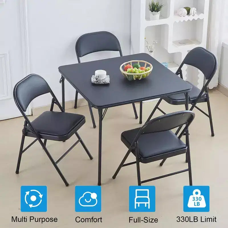 Lot de 6 chaises pliantes SUGIFT avec assise rembourrée, en métal noir avec cadre en acier, pour événements, bureau, mariage, fête - Capacité de 150 kg