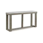 Signature Design by Ashley Loyaska Table console décontractée avec plateau en marbre, marron et blanc