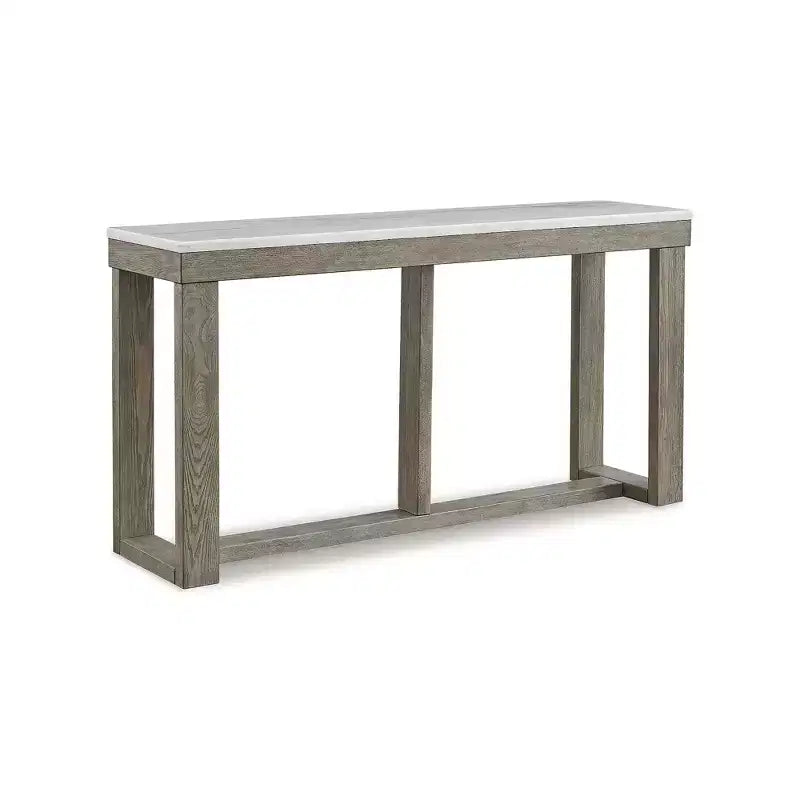 Signature Design by Ashley Loyaska Table console décontractée avec plateau en marbre, marron et blanc