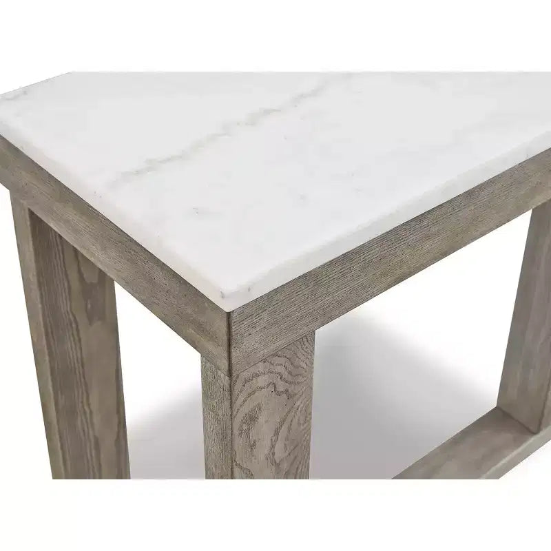 Signature Design by Ashley Loyaska Table console décontractée avec plateau en marbre, marron et blanc