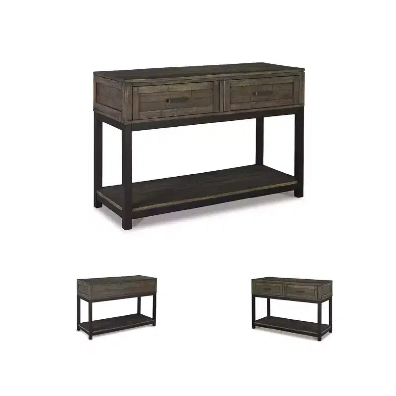 Signature Design by Ashley Johurst, table console/canapé à 2 tiroirs, brun grisâtre