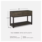 Signature Design by Ashley Johurst, table console/canapé à 2 tiroirs, brun grisâtre