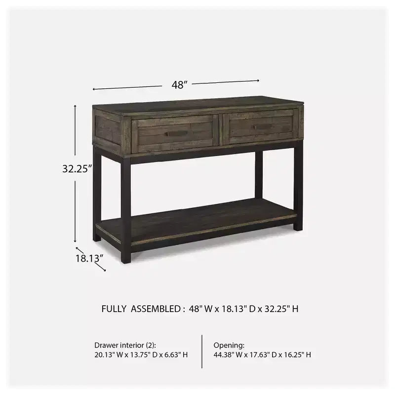 Signature Design by Ashley Johurst, table console/canapé à 2 tiroirs, brun grisâtre