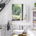kleankin Armoire de toilette, Armoire de salle de bain avec miroir et étagères réglables, Miroir de courtoisie mural, Blanc