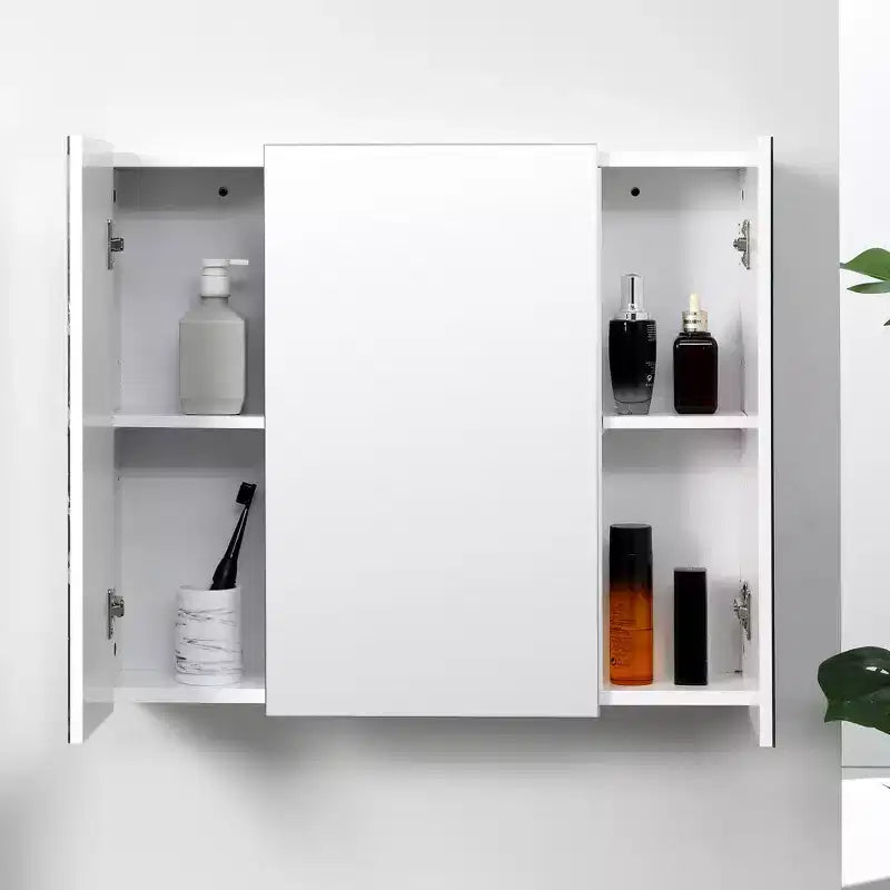 kleankin Armoire de toilette, Armoire de salle de bain avec miroir et étagères réglables, Miroir de courtoisie mural, Blanc