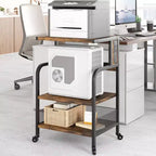 Large Printer Stand, Printer Stand with Wheels for Home Office, 3 Tier Rolling Adjustable Shelf Mobile Printer Table
