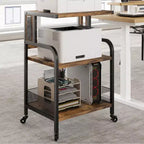 Grand support d'imprimante, support d'imprimante à roulettes pour bureau à domicile, table d'imprimante mobile à 3 niveaux avec étagère réglable