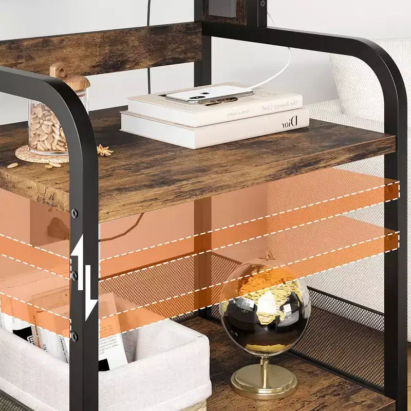 Grand support d'imprimante, support d'imprimante à roulettes pour bureau à domicile, table d'imprimante mobile à 3 niveaux avec étagère réglable