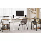 Grand support d'imprimante, support d'imprimante à roulettes pour bureau à domicile, table d'imprimante mobile à 3 niveaux avec étagère réglable