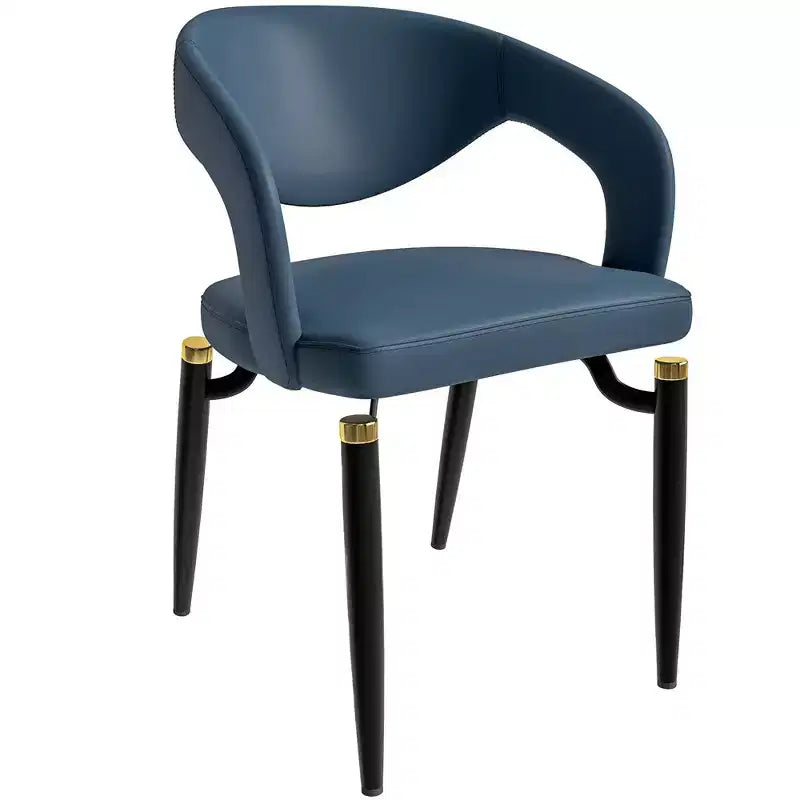 LeisureMod Entice Modern Dining Chair  Upholstered Leather Seat with Curved Open Back and Metal Legs, Modern Kitchen, Dining Room, Home, Cafe Seating