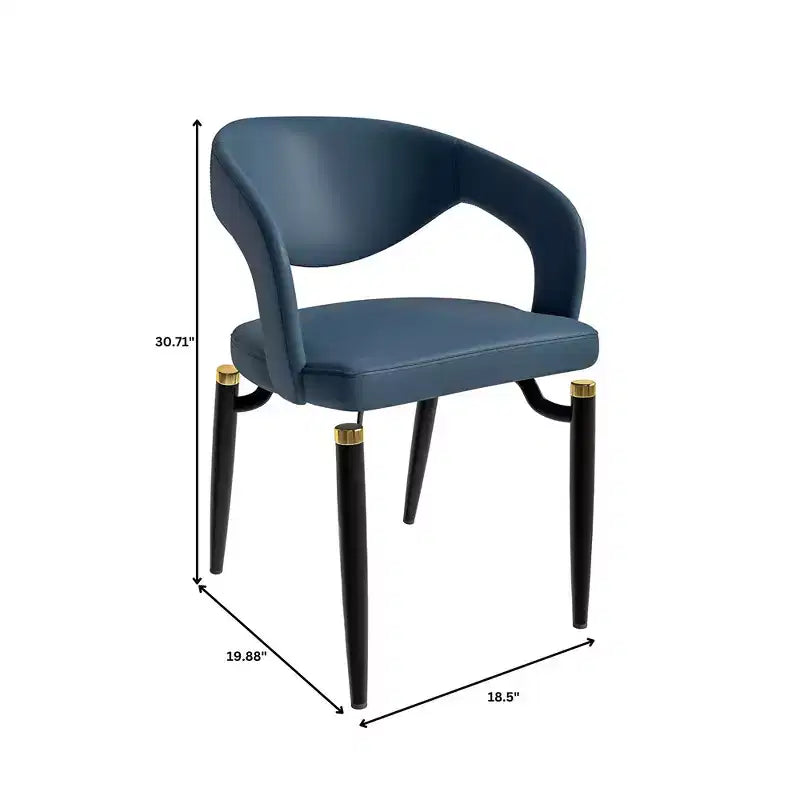 Chaise de salle à manger moderne LeisureMod Entice – Siège en cuir rembourré avec dossier ouvert incurvé et pieds en métal, cuisine moderne, salle à manger, maison, sièges de café
