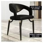 Chaise de salle à manger moderne LeisureMod Entice – Siège en cuir rembourré avec dossier ouvert incurvé et pieds en métal, cuisine moderne, salle à manger, maison, sièges de café