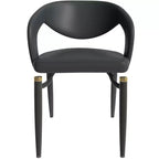 Chaise de salle à manger moderne LeisureMod Entice – Siège en cuir rembourré avec dossier ouvert incurvé et pieds en métal, cuisine moderne, salle à manger, maison, sièges de café