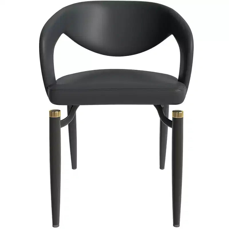 Chaise de salle à manger moderne LeisureMod Entice – Siège en cuir rembourré avec dossier ouvert incurvé et pieds en métal, cuisine moderne, salle à manger, maison, sièges de café