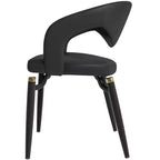 Chaise de salle à manger moderne LeisureMod Entice – Siège en cuir rembourré avec dossier ouvert incurvé et pieds en métal, cuisine moderne, salle à manger, maison, sièges de café