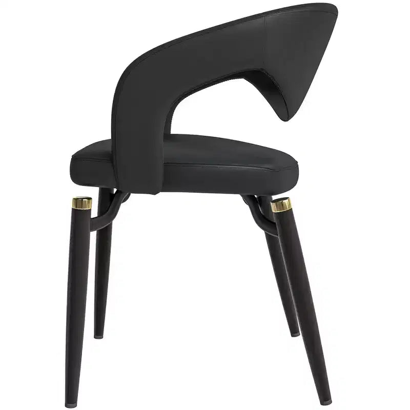 Chaise de salle à manger moderne LeisureMod Entice – Siège en cuir rembourré avec dossier ouvert incurvé et pieds en métal, cuisine moderne, salle à manger, maison, sièges de café