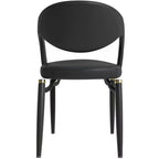 Chaise de salle à manger moderne LeisureMod Entice – Siège en cuir rembourré avec dossier ouvert incurvé et pieds en métal, cuisine moderne, salle à manger, maison, sièges de café