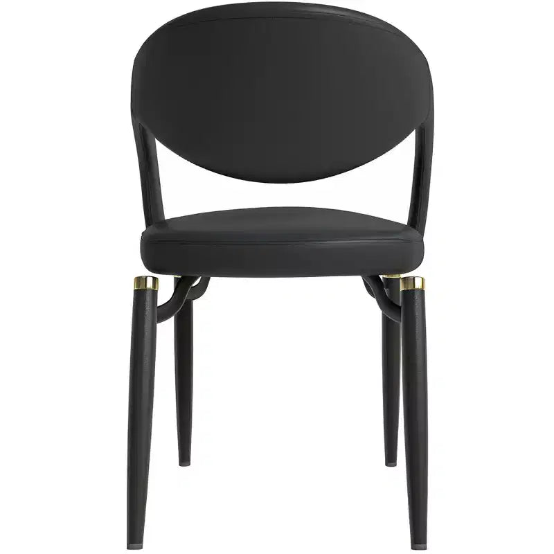 Chaise de salle à manger moderne LeisureMod Entice – Siège en cuir rembourré avec dossier ouvert incurvé et pieds en métal, cuisine moderne, salle à manger, maison, sièges de café