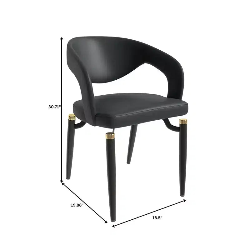 Chaise de salle à manger moderne LeisureMod Entice – Siège en cuir rembourré avec dossier ouvert incurvé et pieds en métal, cuisine moderne, salle à manger, maison, sièges de café